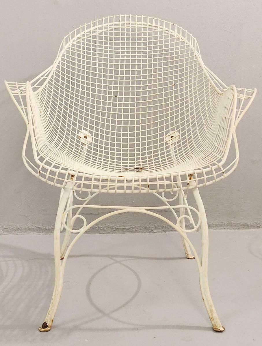 Pair Of Wrought Iron Garden Armchairs Painted, 1950 photo for sale