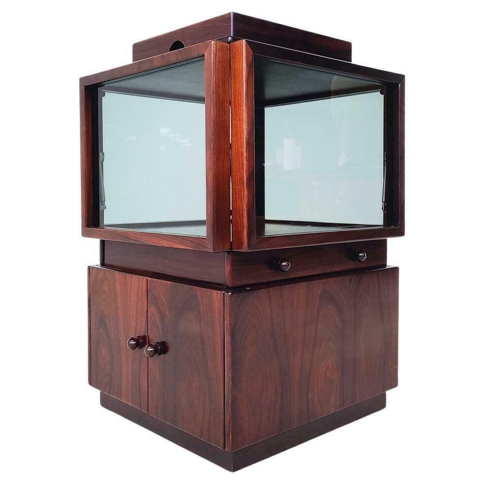 photo for sale Mid Century Wooden Bar Cabinet On Wheels By Gianfranco Frattini For Bernini