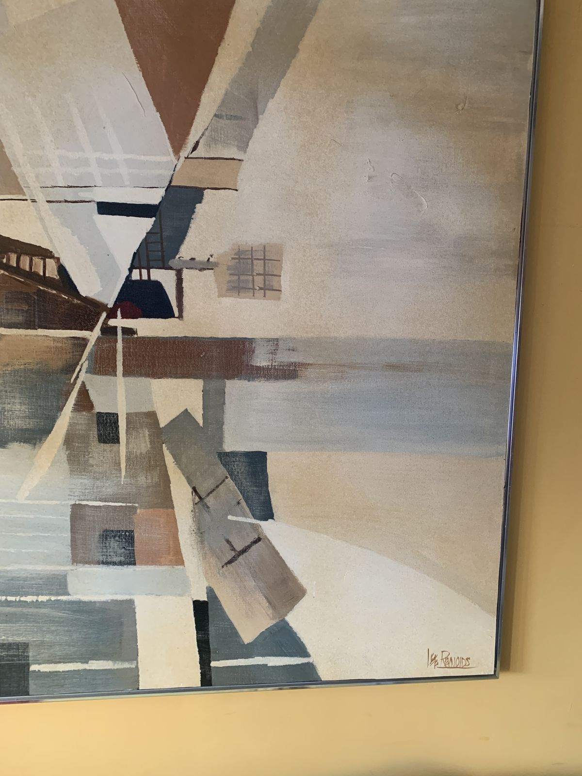Large Oil On Canvas By Lee Reynolds ,Featuring A Contemporary Windmill. photo furniture
