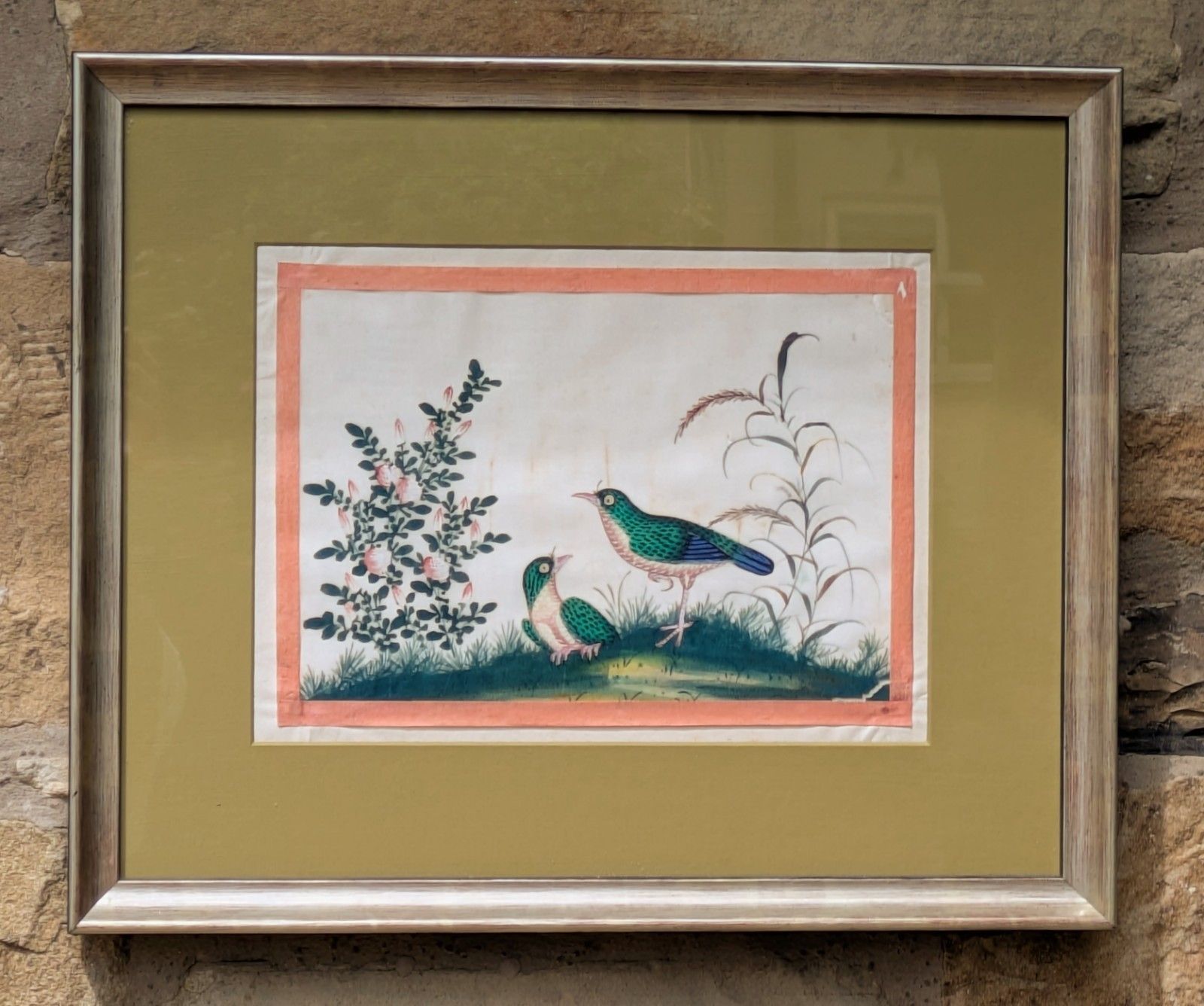 Antique Chinese Watercolour Painting Birds Among Branches