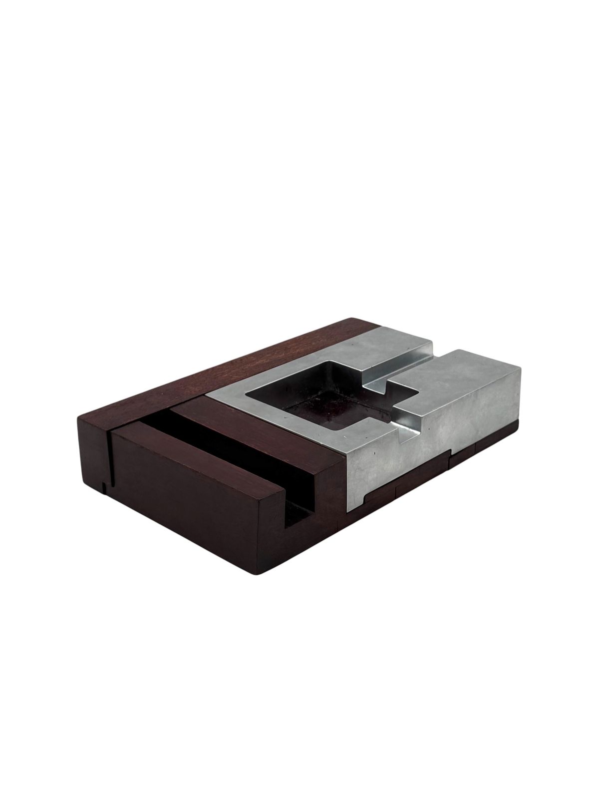 Mid Century Modern Mahogany Ashtray, Alfred Dunhill Italy 1970s photo buy