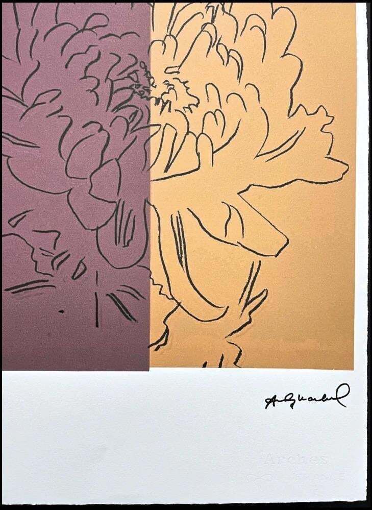 After Andy Warhol, Chrysanthemum Purple Beige, 1980s, Lithograph photo furniture