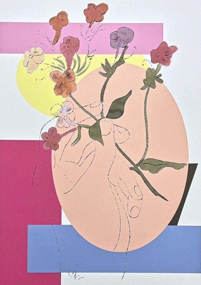 After Andy Warhol, Flowers In Hand, 1980s, Lithograph photo for sale