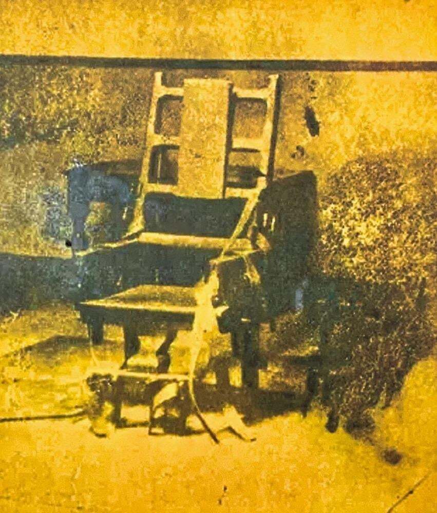 After Andy Warhol, Electric Chair Detail Yellow, 1980s, Lithograph photo for sale