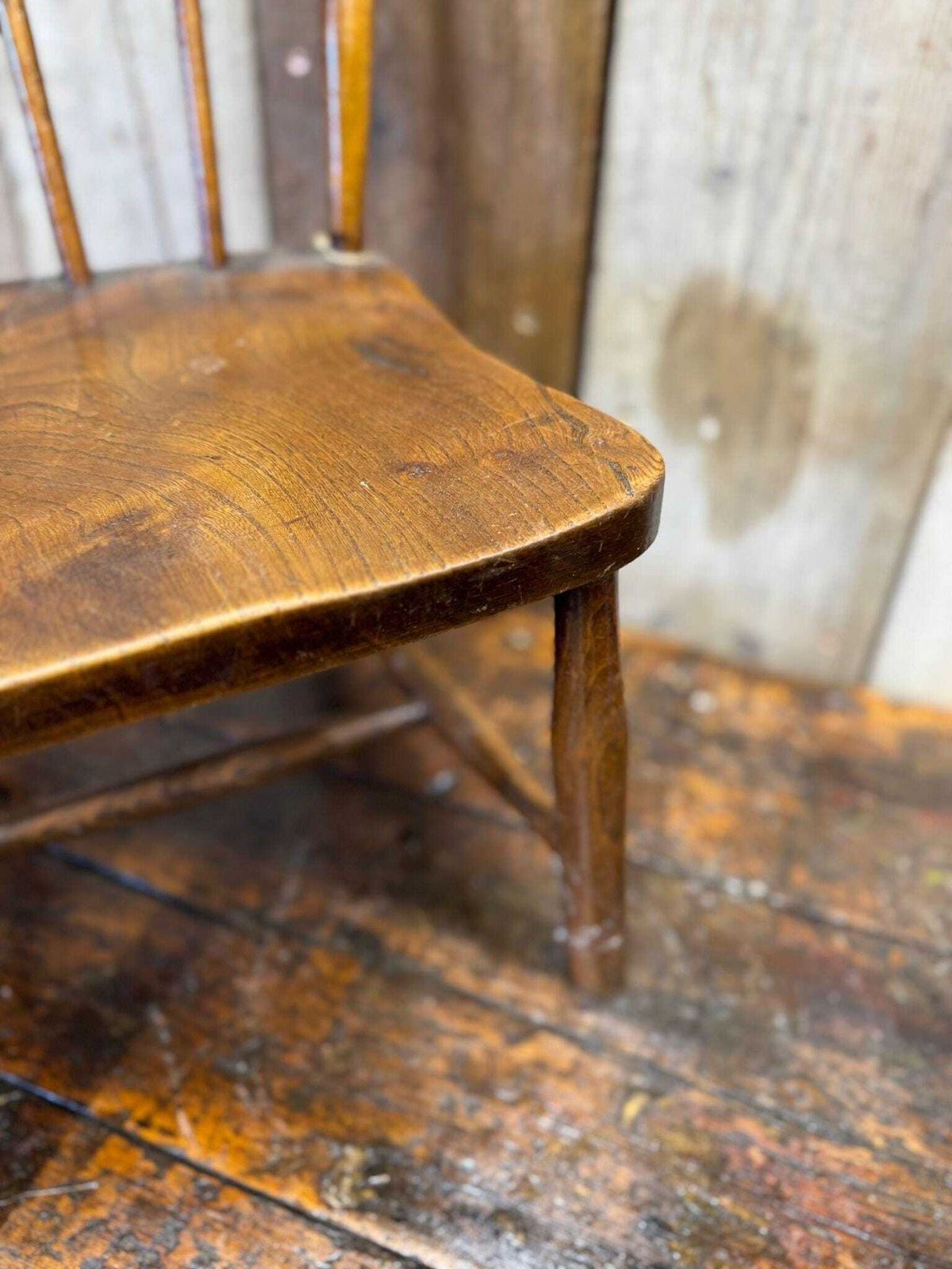 Antique Child’s Chair With Elm Seat – Nursery Book Display Plant Stand Chair C photo Furniture