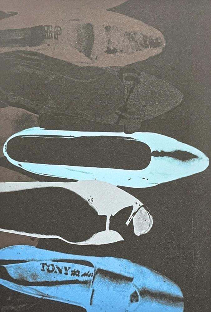 After Andy Warhol, Diamont Dust Shoes Blue, 1980s, Lithograph photo for sale