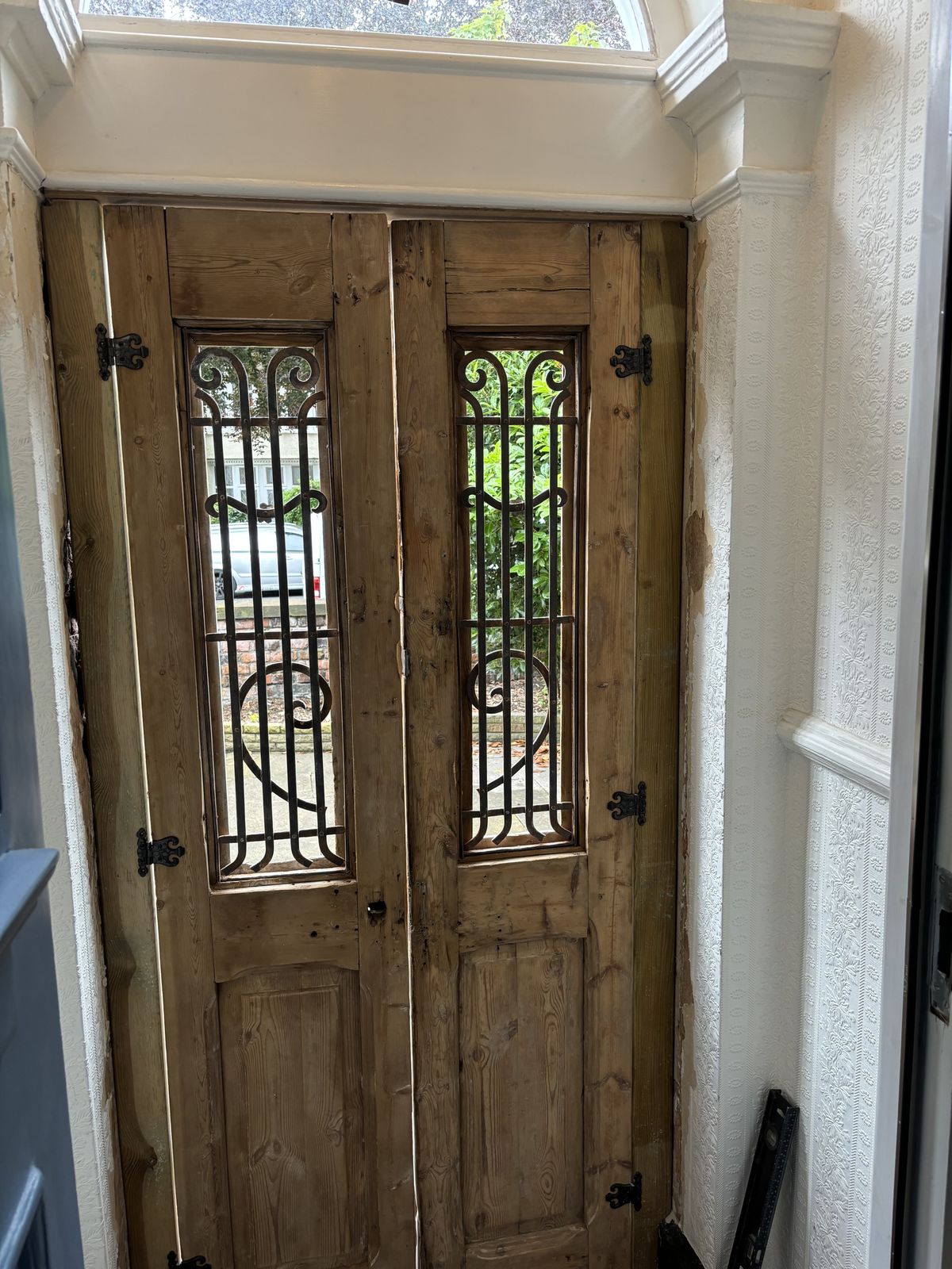 Pair Of Antique French Doors Wih Beautiful Detailing And Metalwork photo buy