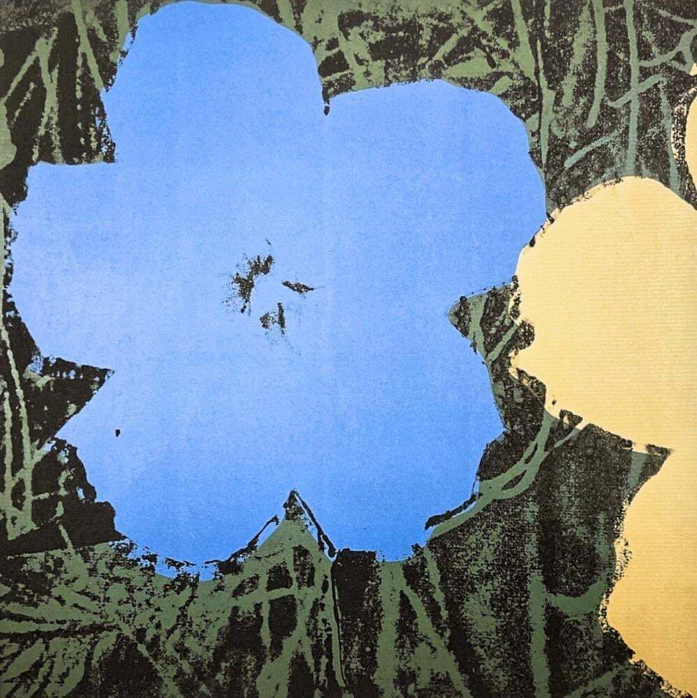 After Andy Warhol, Flowers Blue Yellow, 1980s, Lithograph photo for sale