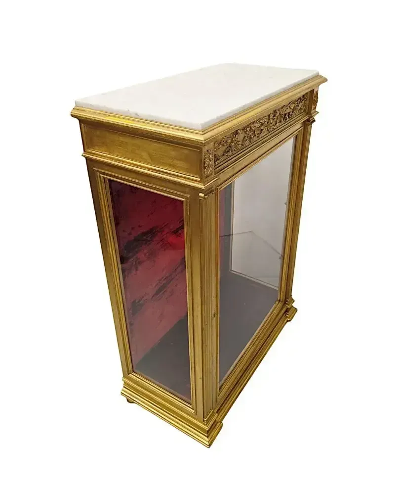 A Very Rare And Unusual 19th Century Pair Of Giltwood Marble Top Pier Cabinets photo furniture