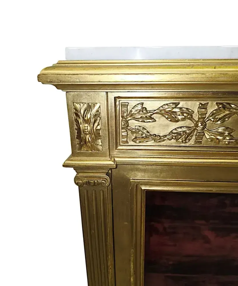 A Very Rare And Unusual 19th Century Pair Of Giltwood Marble Top Pier Cabinets photo buy