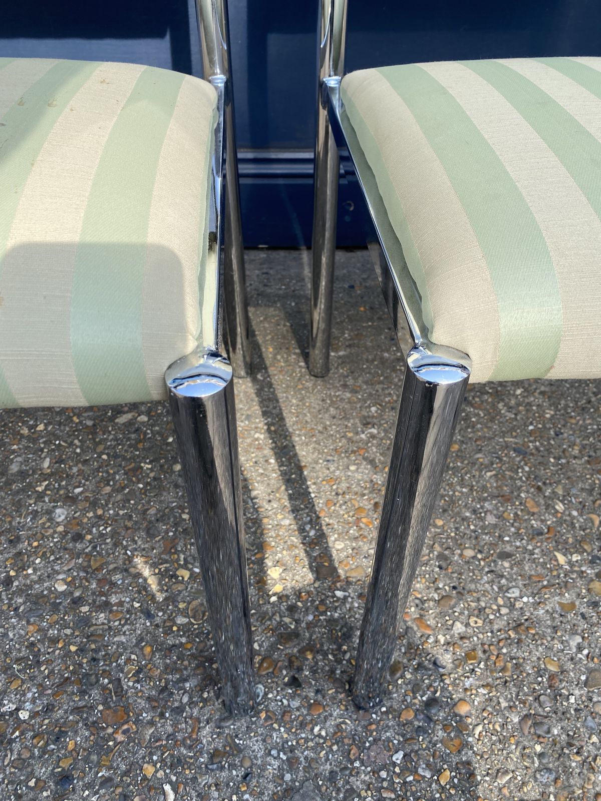 4 X Chrome Striped Dining Chairs 1970s Hollywood Regency Table Italian photo Furniture
