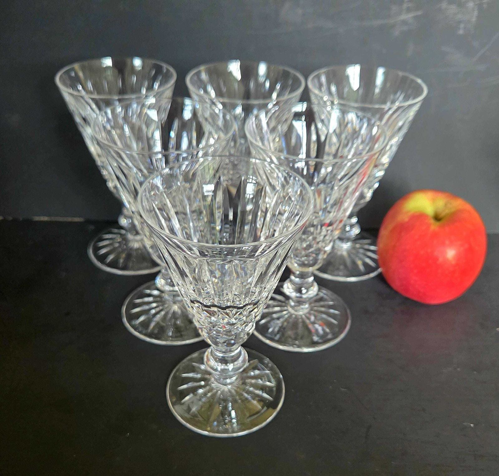 Set Of 6 Vintage Waterford Crystal Sherry Or Port Glasses In The Tramore Pattern, Handblown And Cut, Ireland