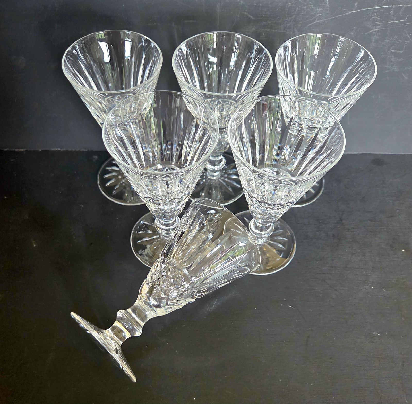 Set Of 6 Vintage Waterford Crystal Sherry Or Port Glasses In The Tramore Pattern, Handblown And Cut, Ireland photo furniture