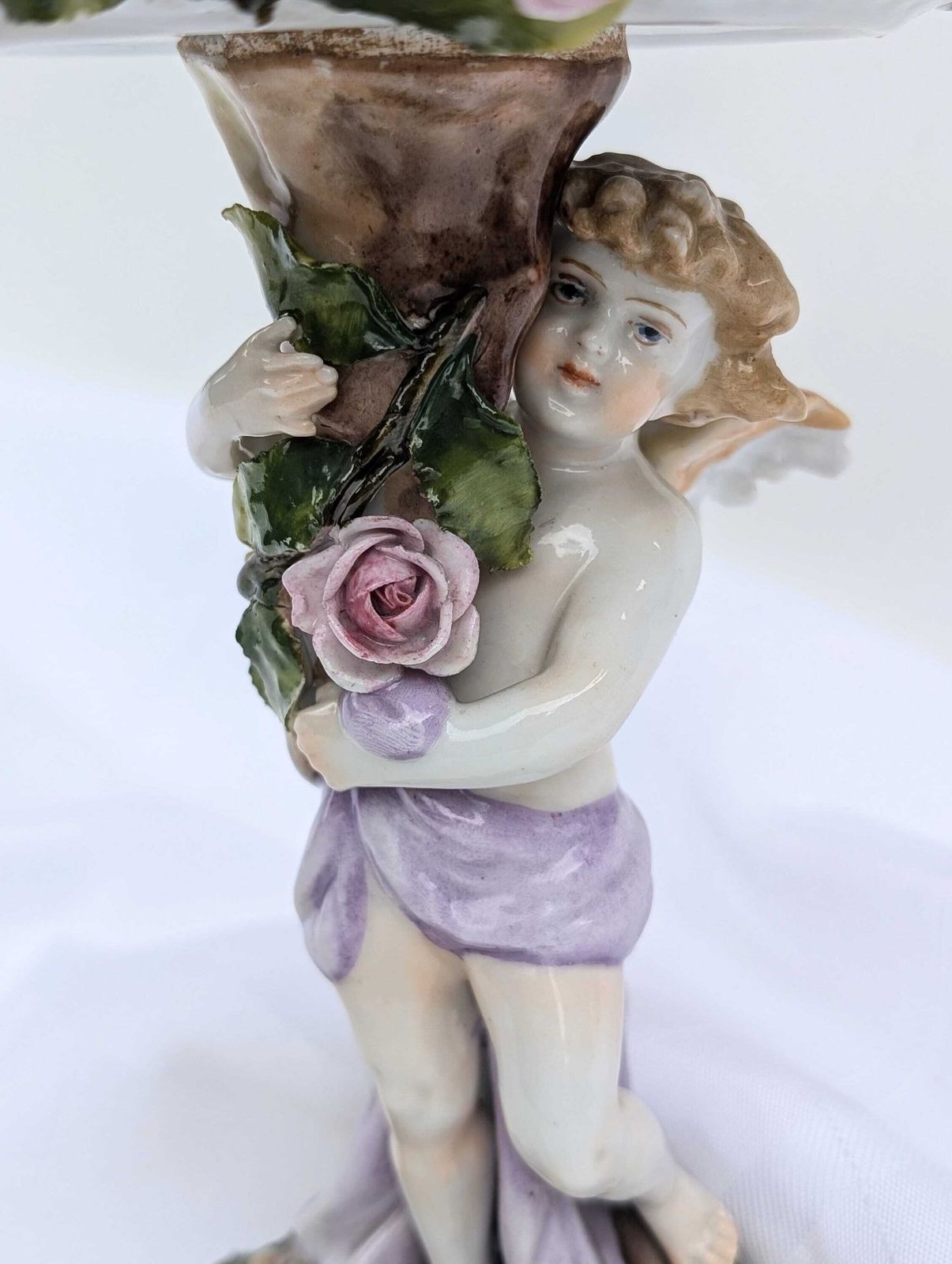 Rare Find ** 1930s Hand Painted Von Schierholz Porcelain Cherub Compote Centrepiece 10"   Germany photo furniture