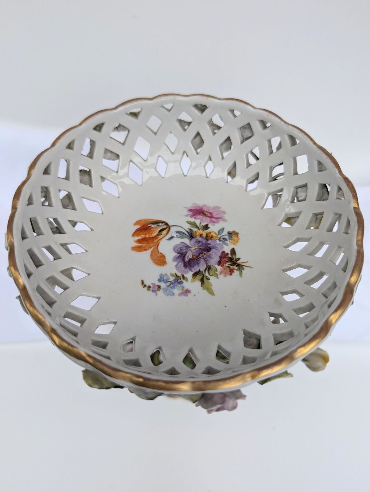 Rare Find ** 1930s Hand Painted Von Schierholz Porcelain Cherub Compote Centrepiece 10"   Germany photo for sale