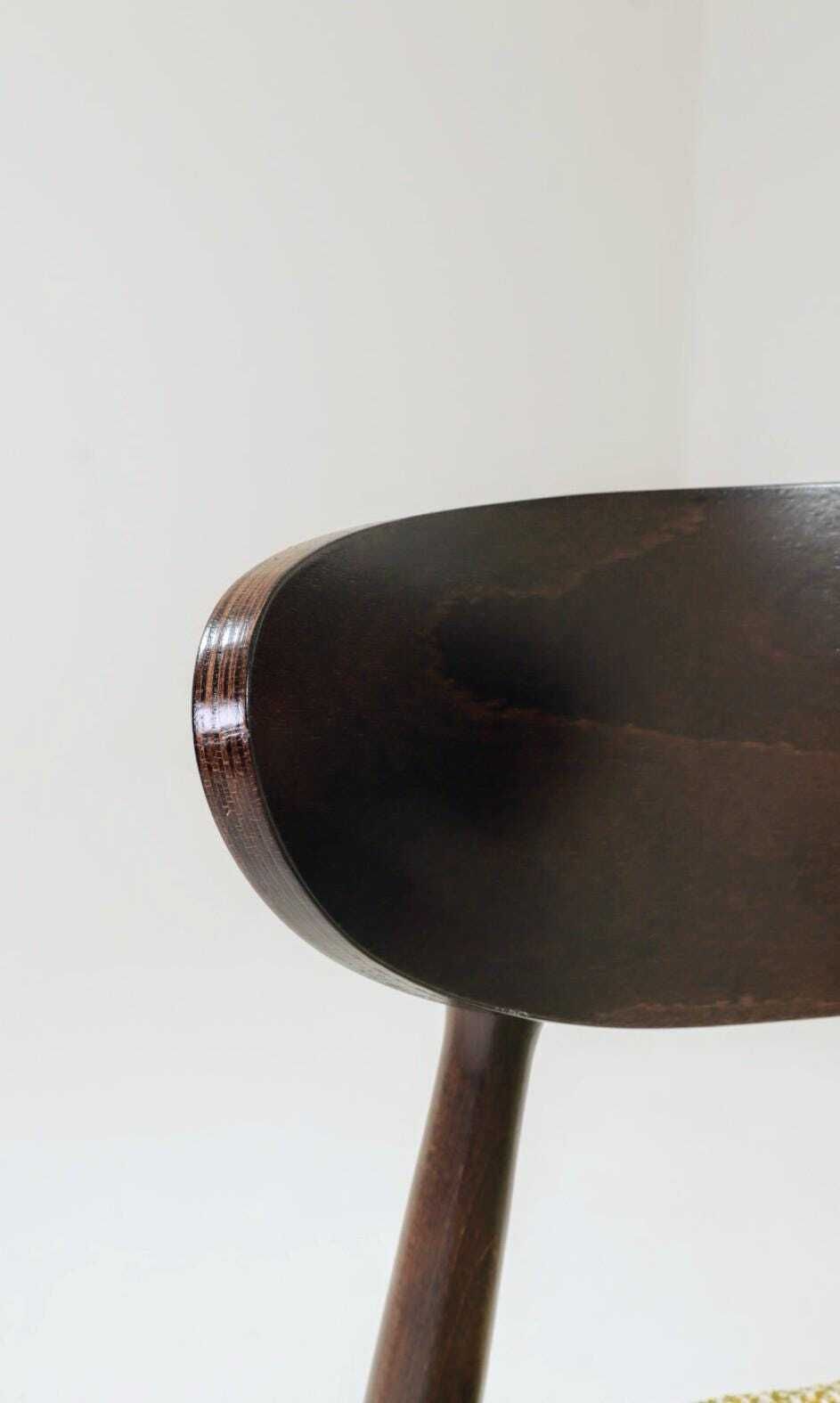 photo for sale Set Of 6 Dining Chairs, Light Beech Wood, Green Pattern Fabric, Modern Design