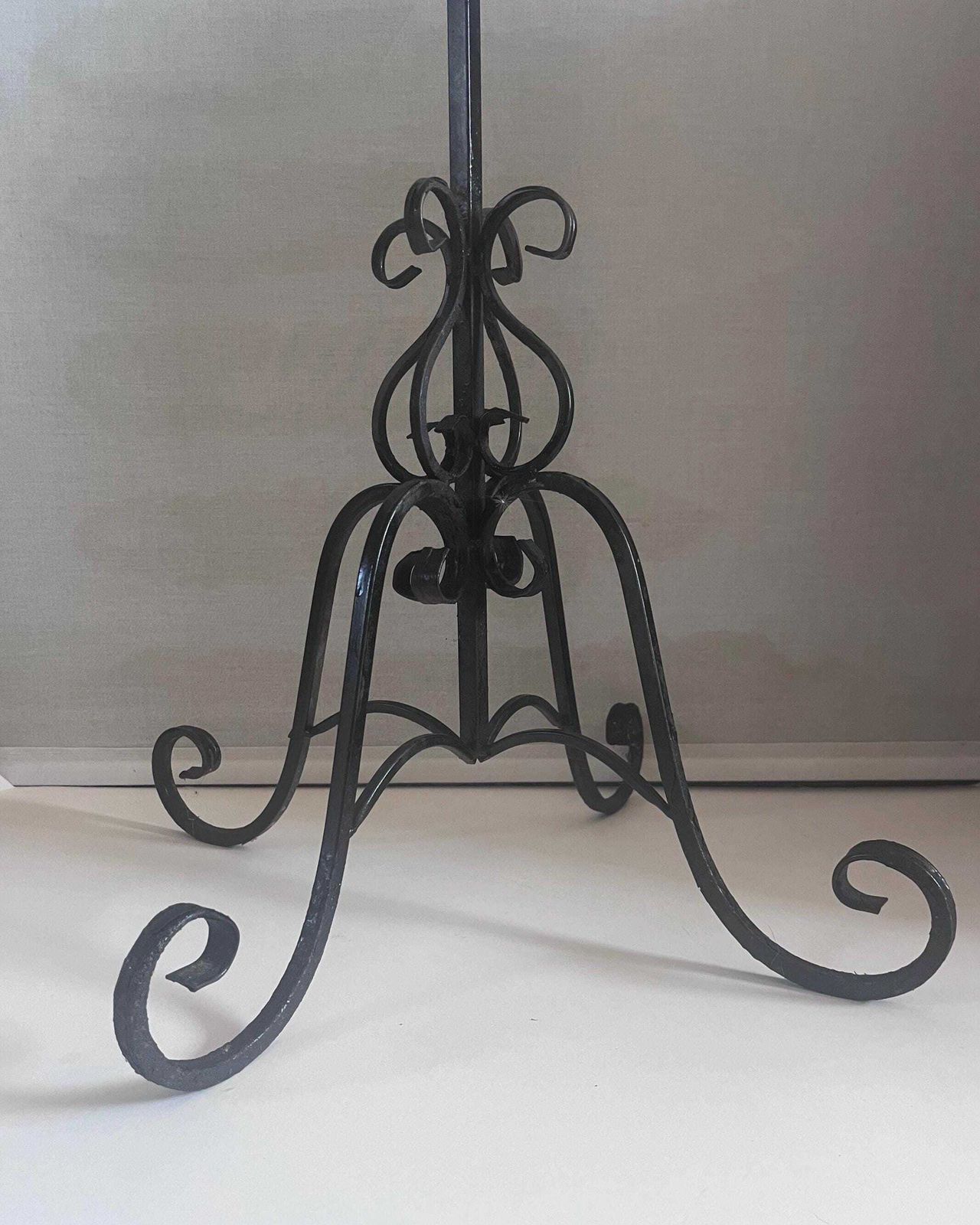 Black Gothic Floor Standing Candleabra.Spanish Revival Candleholder.Rustic Home Decor.Gothic Decor.Dark Interior. Boho Decor photo vinterior