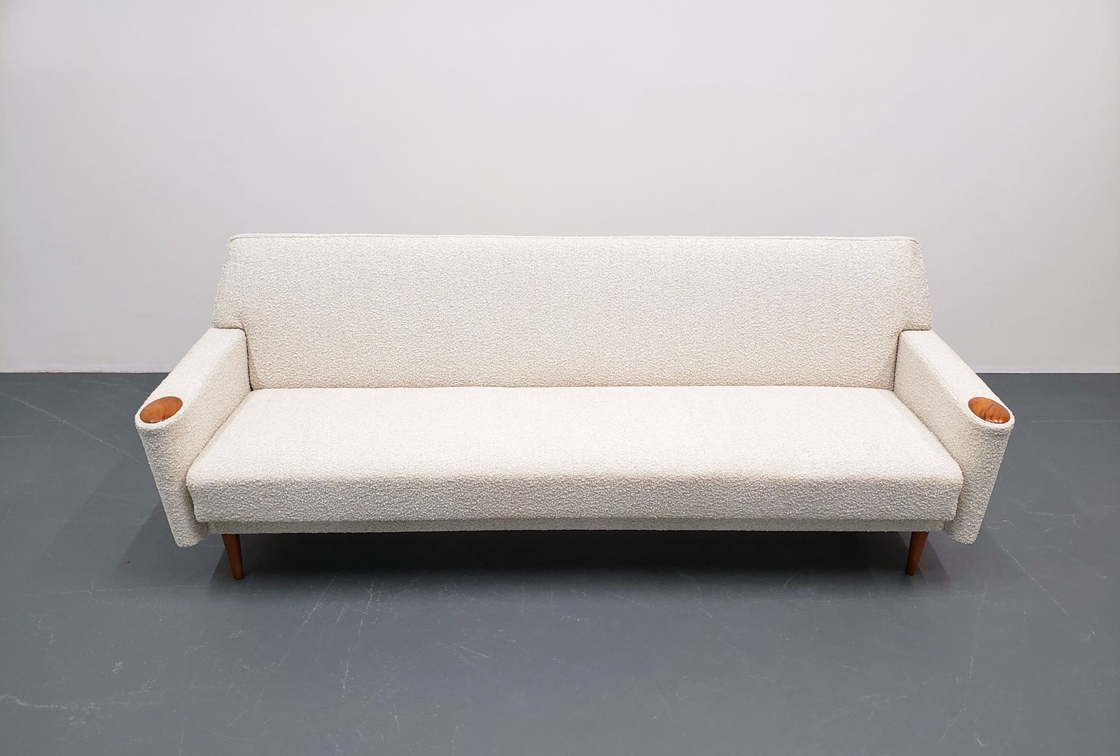 Mid Century Danish Sofa In Premium Ivory Boucle photo for sale