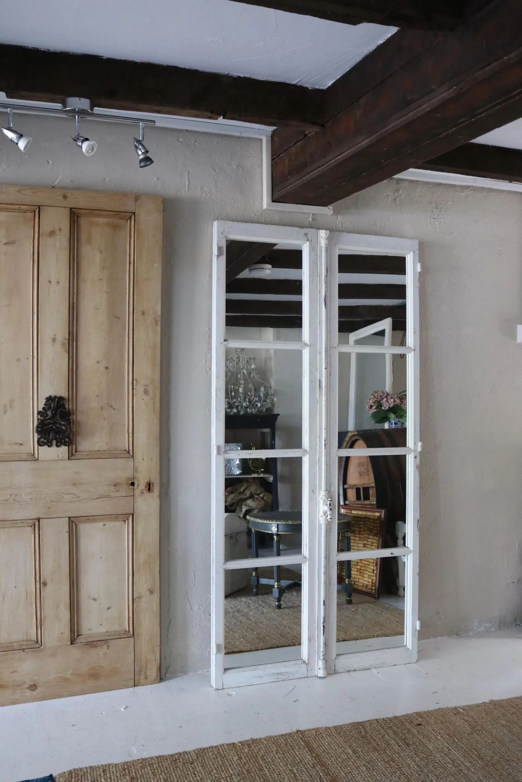Pair Full Length Antique French Mirror Doors Floor Standing Ideal For Bedroom / Bathroom photo vintage