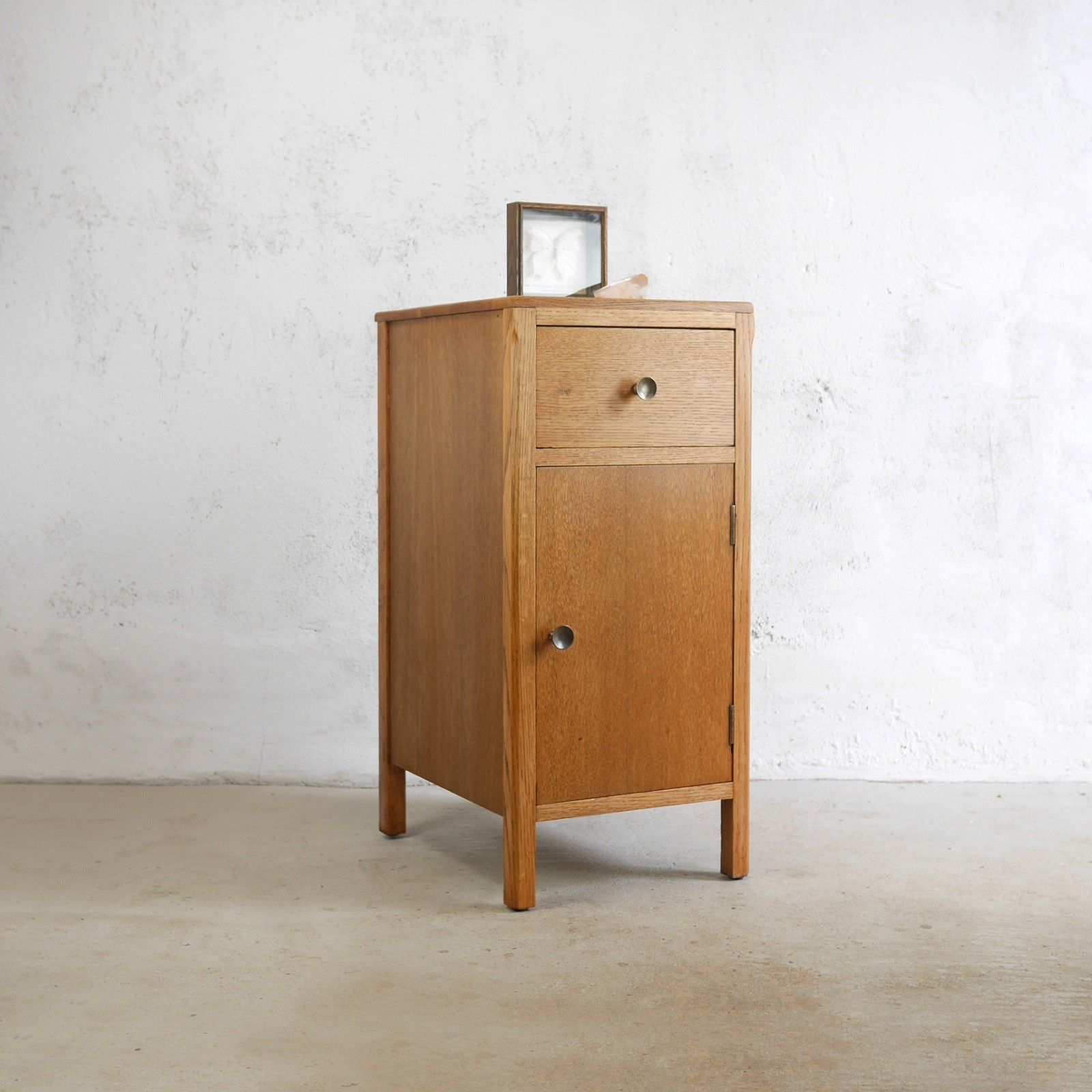 Vintage Early 20th Century Oak Bedside Pot Cabinet Nightstand #102938 photo Furniture