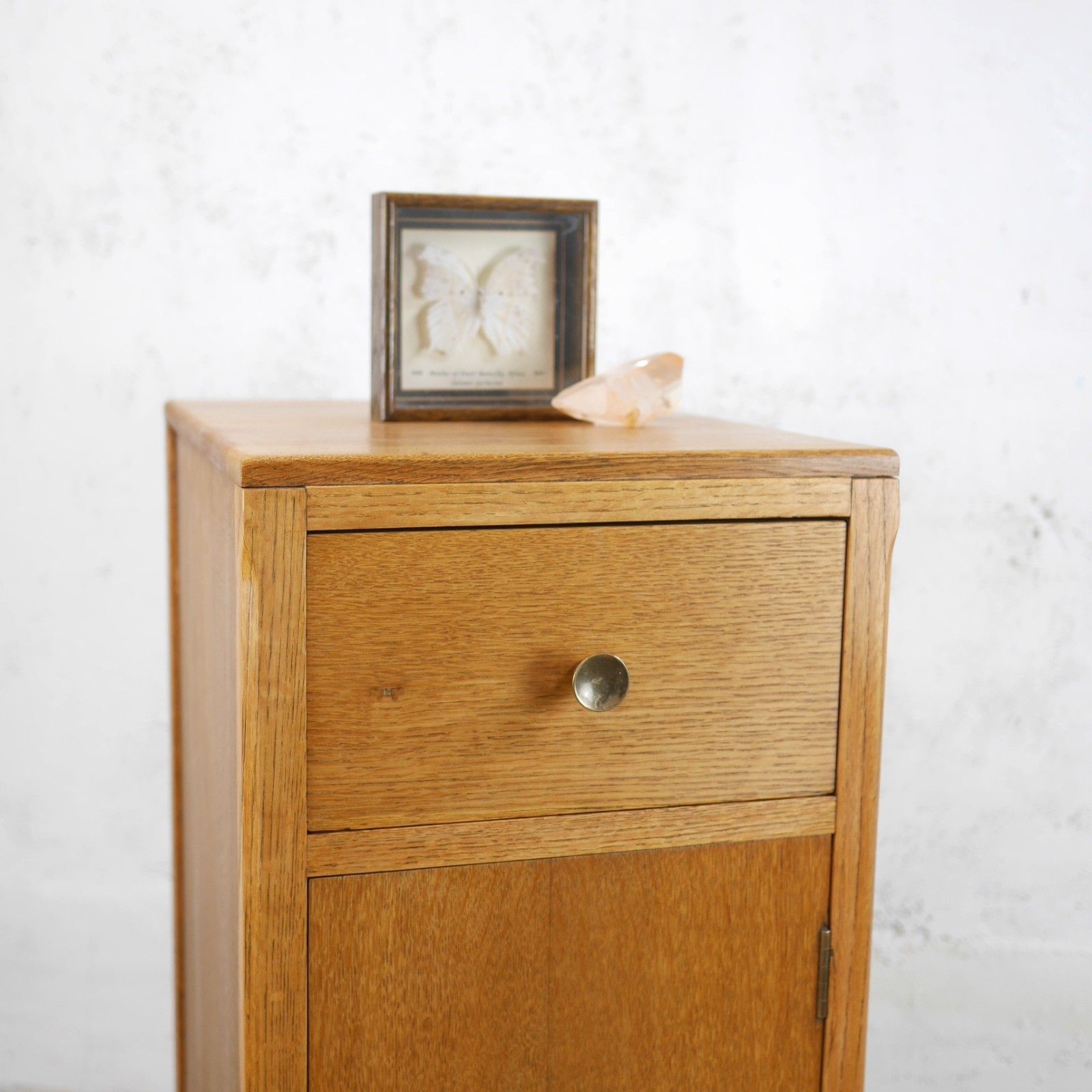 Furniture Vintage Early 20th Century Oak Bedside Pot Cabinet Nightstand #102938 photo
