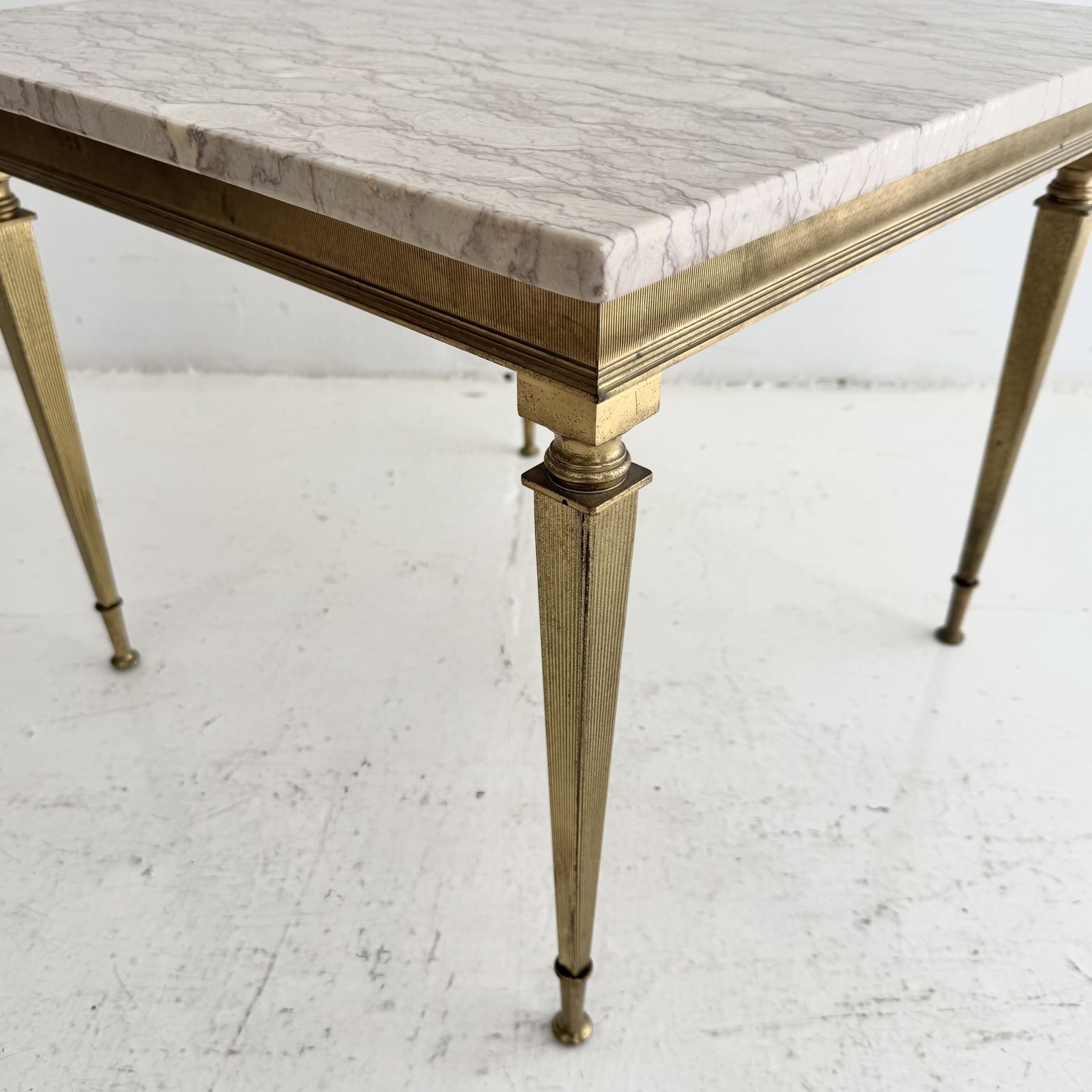 1950s Maison French Gilt Metal And Marble Vintage Side Table photo vinterior
