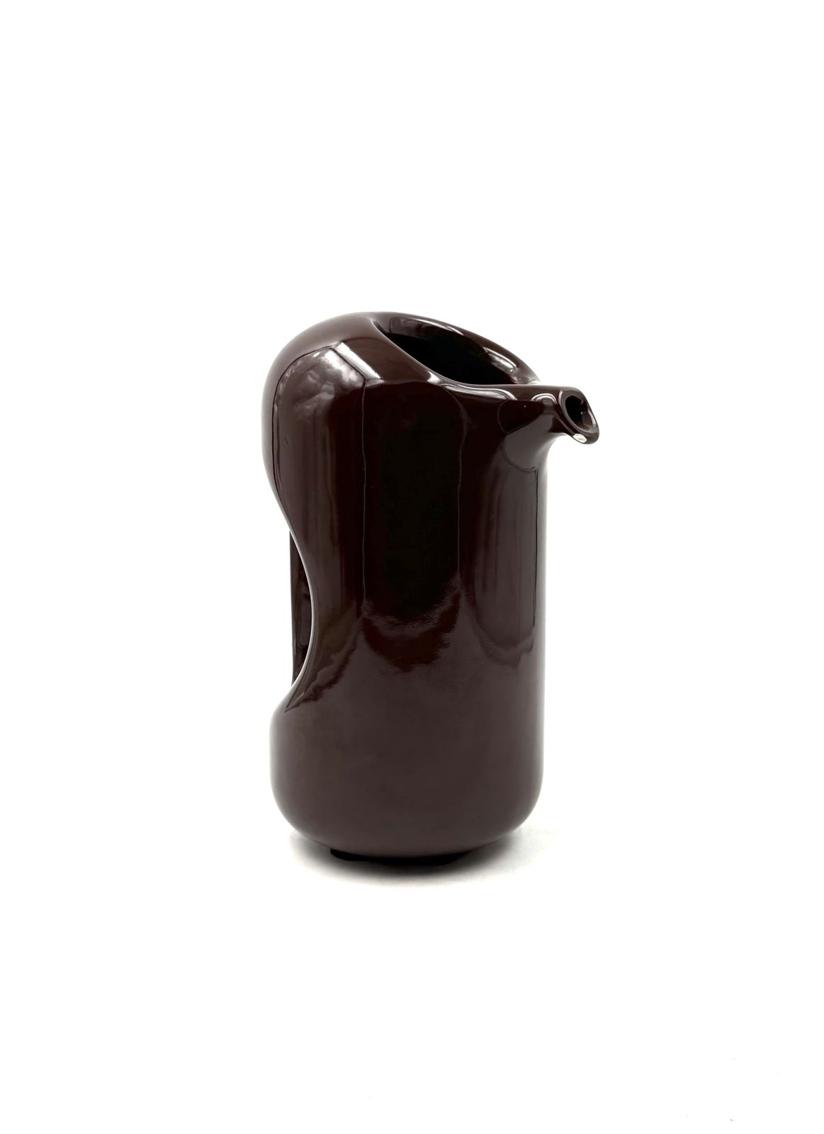 photo for sale Mid Century Modern Brown Ceramic Vase / Jug, Il Picchio Italy 1970s
