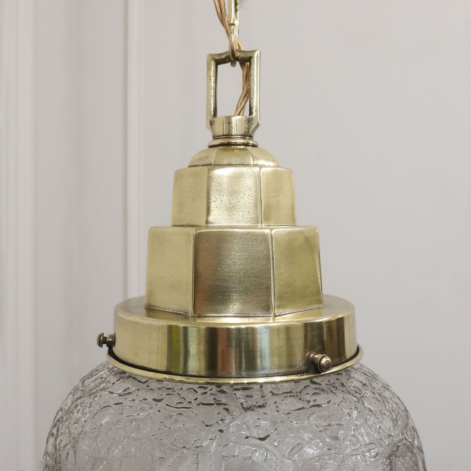 Art Deco Crackle Glass Pendant Light photo 760.0