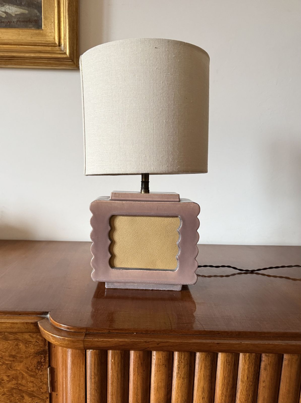 Art Deco Ceramic Table Lamp, Andre Fau Boulogne France Circa 1940s photo Lighting
