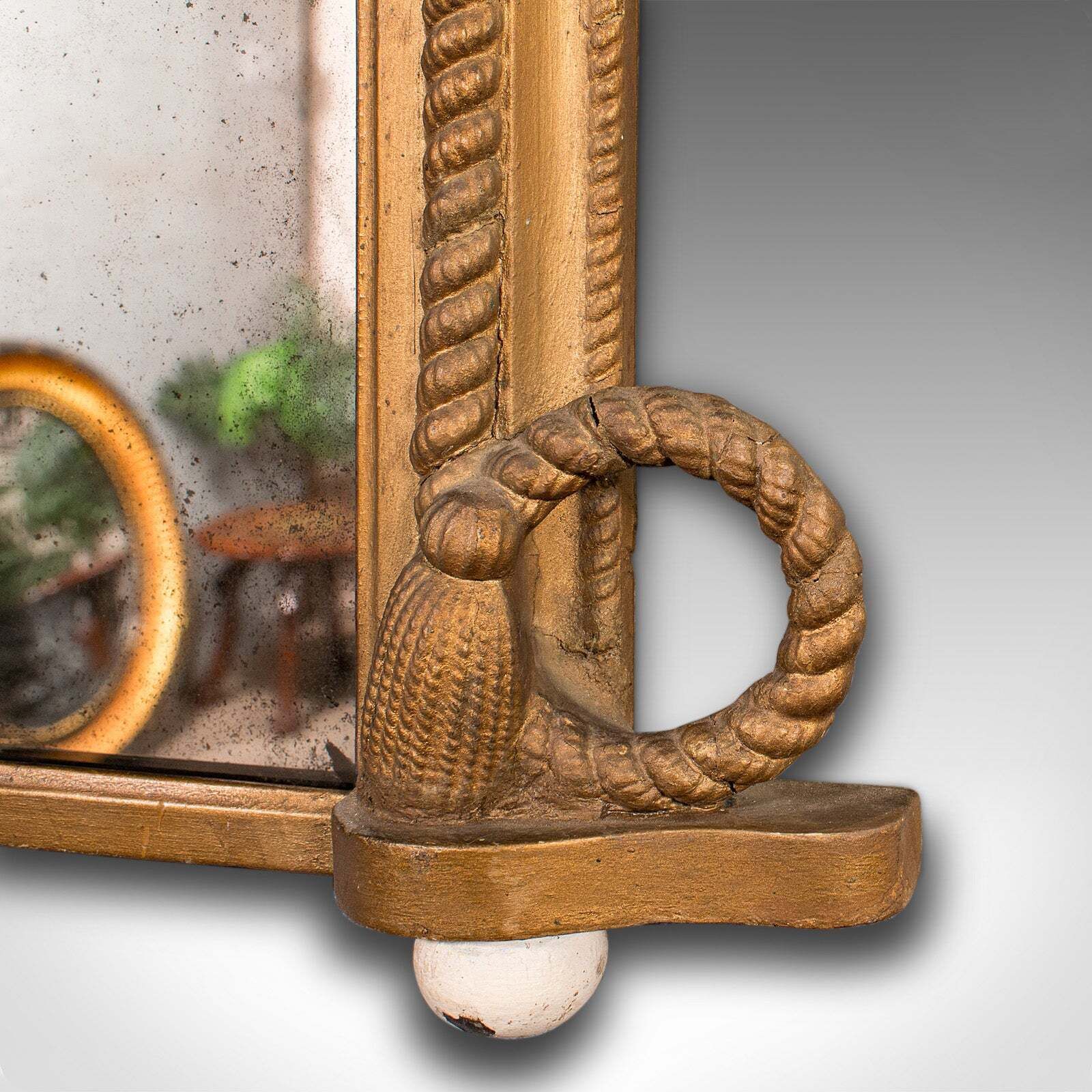 Large Antique Overmantle Mirror, English, Giltwood, Nautical Taste, Victorian photo vintage