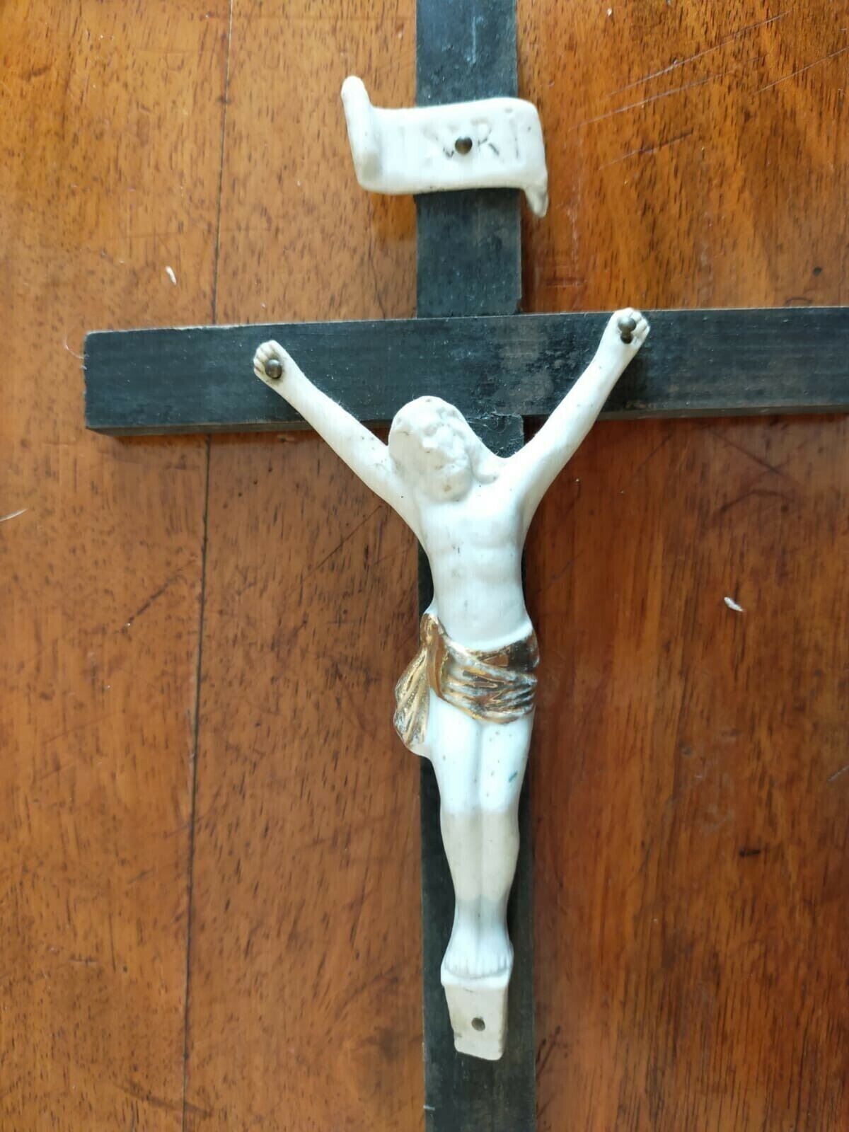 Antique Porcelain Christ Crucified Water Sanctuary photo for sale