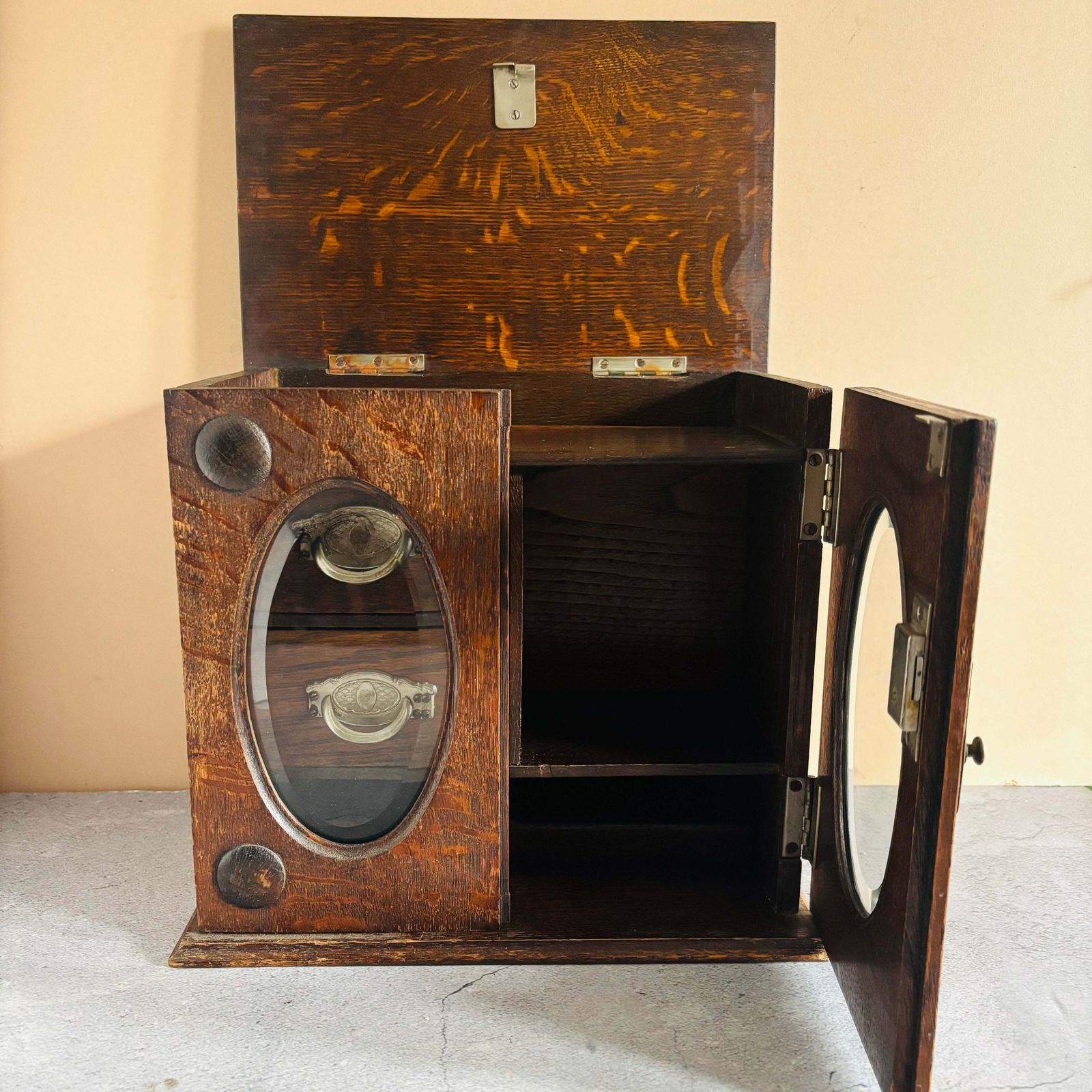 Arts & Crafts Oak Smokers Display Cabinet photo Furniture