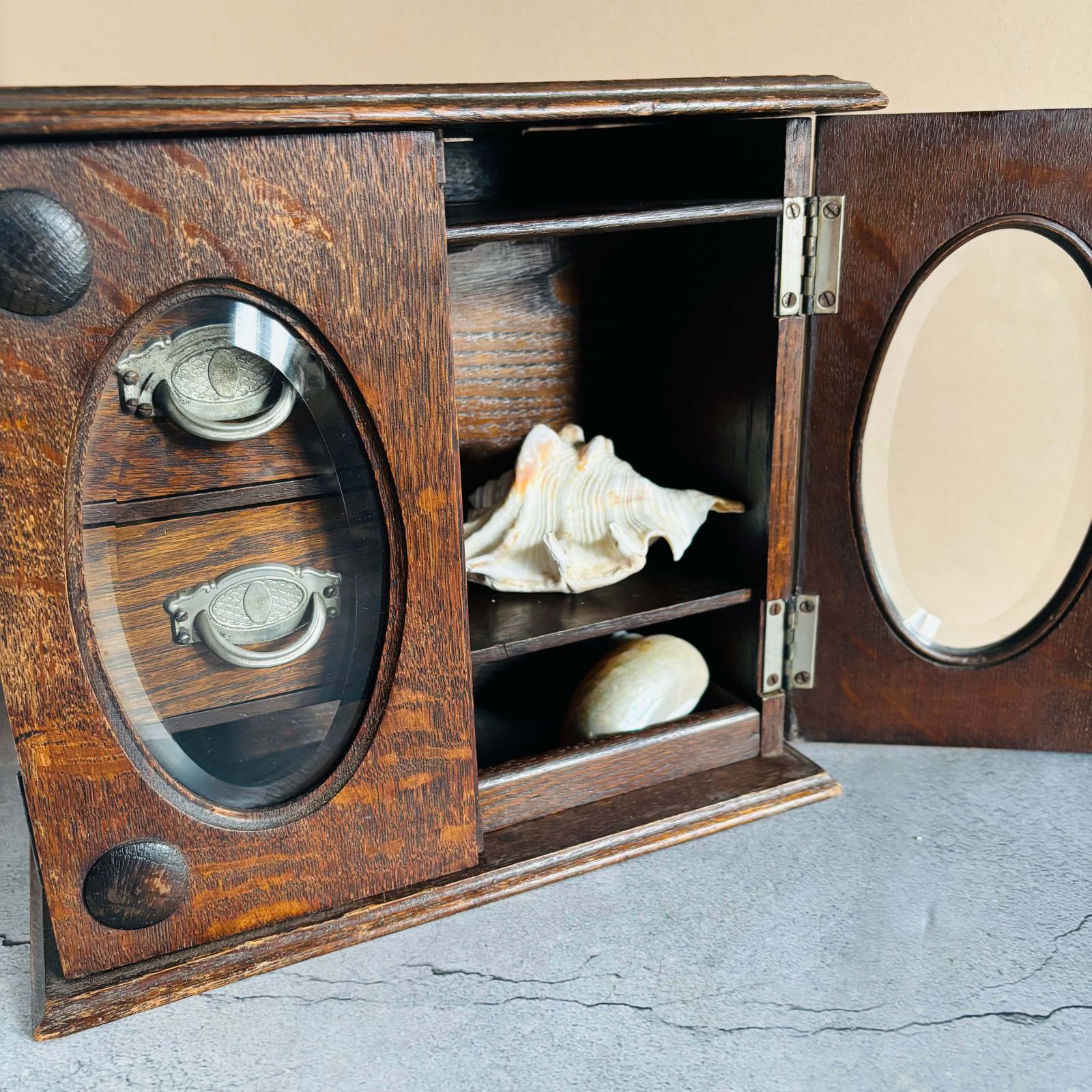 photo buy Arts & Crafts Oak Smokers Display Cabinet