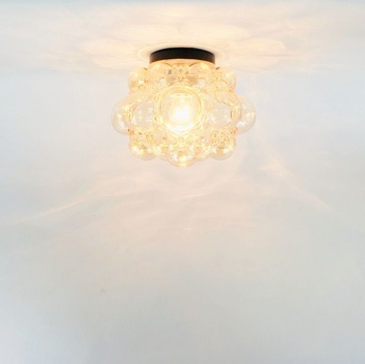 Mid Century Amber Bubbelglas Plafondlamp Van Helena Tynell Voor Limburg, Duitsland, Jaren 1960/1970 photo vintage