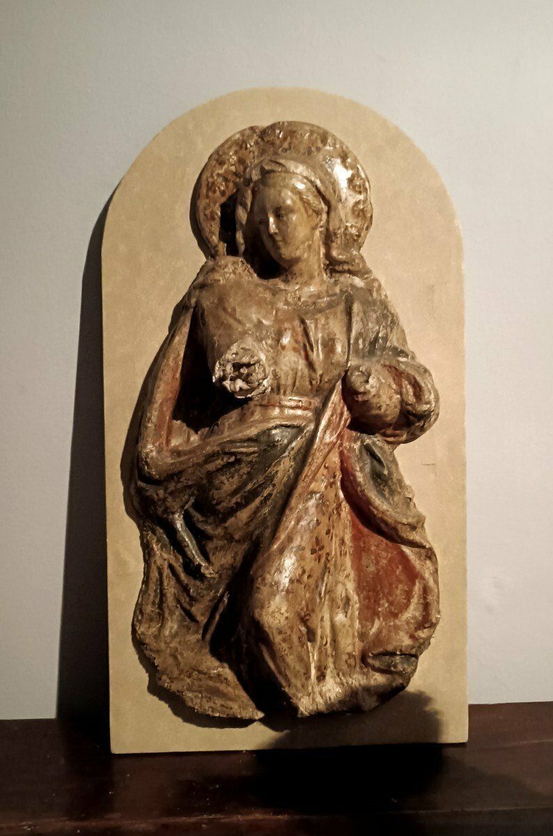 Madonna In Papier Mâché And Stucco 18th Century Italy