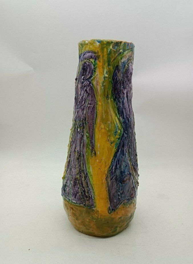 Figurative Art Majolica Vase Dated 1957 Signed Agostino Pastene   Rapallo (1907 ?) photo furniture