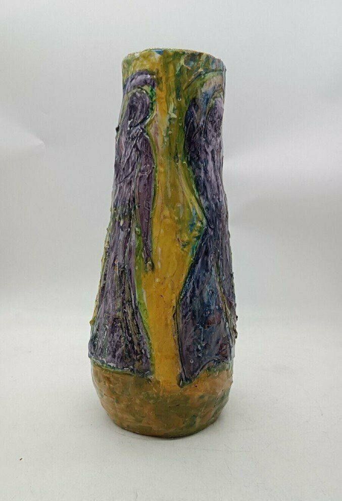 Figurative Art Majolica Vase Dated 1957 Signed Agostino Pastene   Rapallo (1907 ?) photo for sale