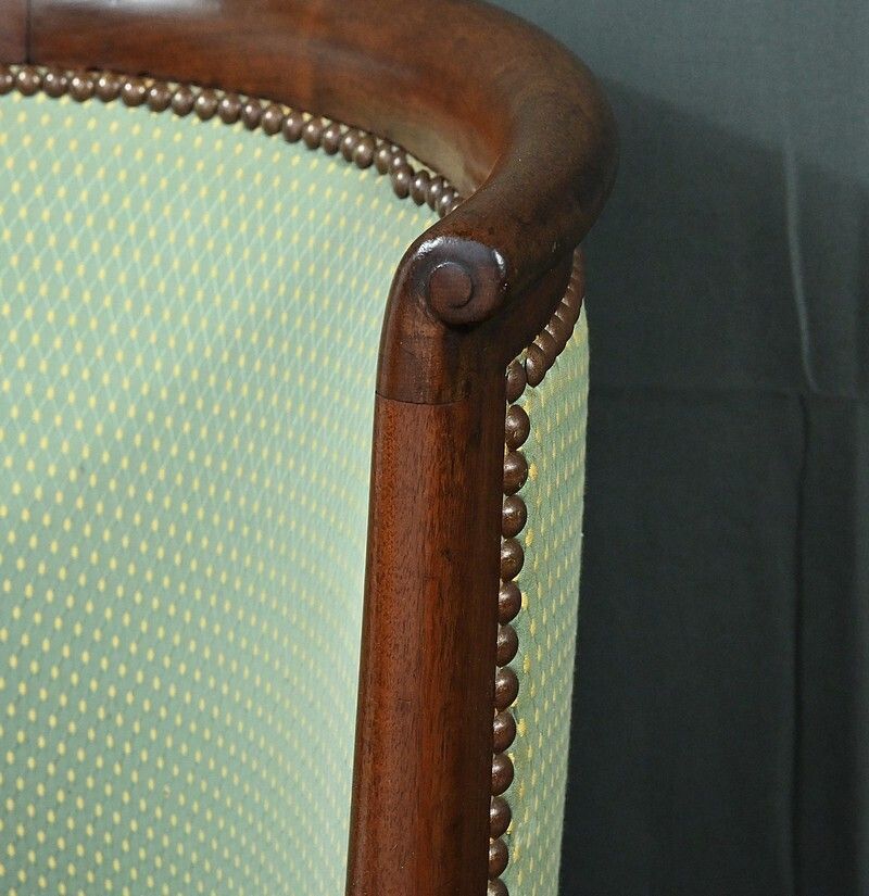 Mahogany Gondola Fireside Chair, Empire Style – 19th Century photo vinterior
