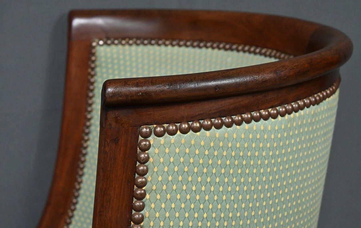 910.0 Mahogany Gondola Fireside Chair, Empire Style – 19th Century photo