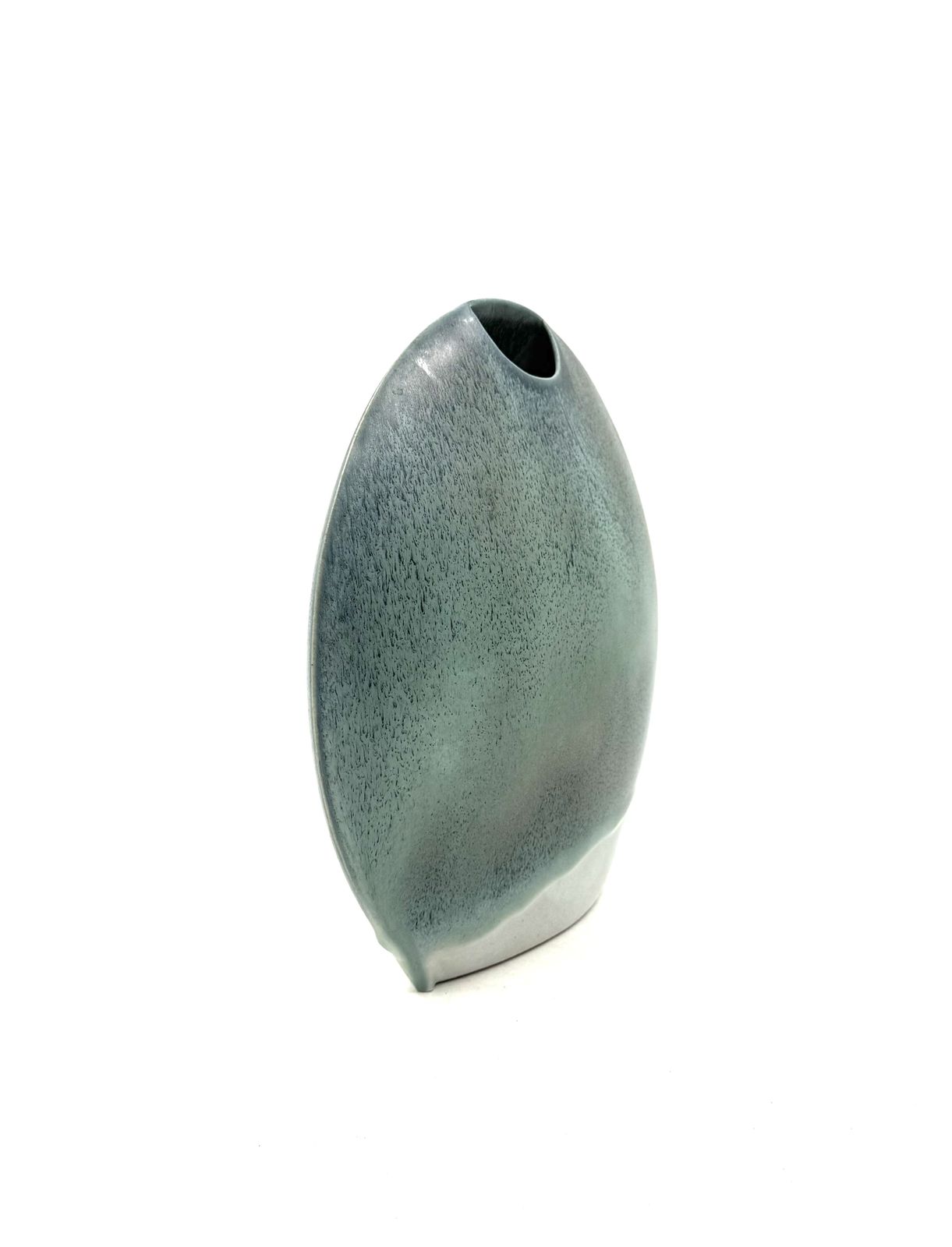 Mid Century Modern Blue Ceramic Solifleur Vase, France 1970 photo for sale