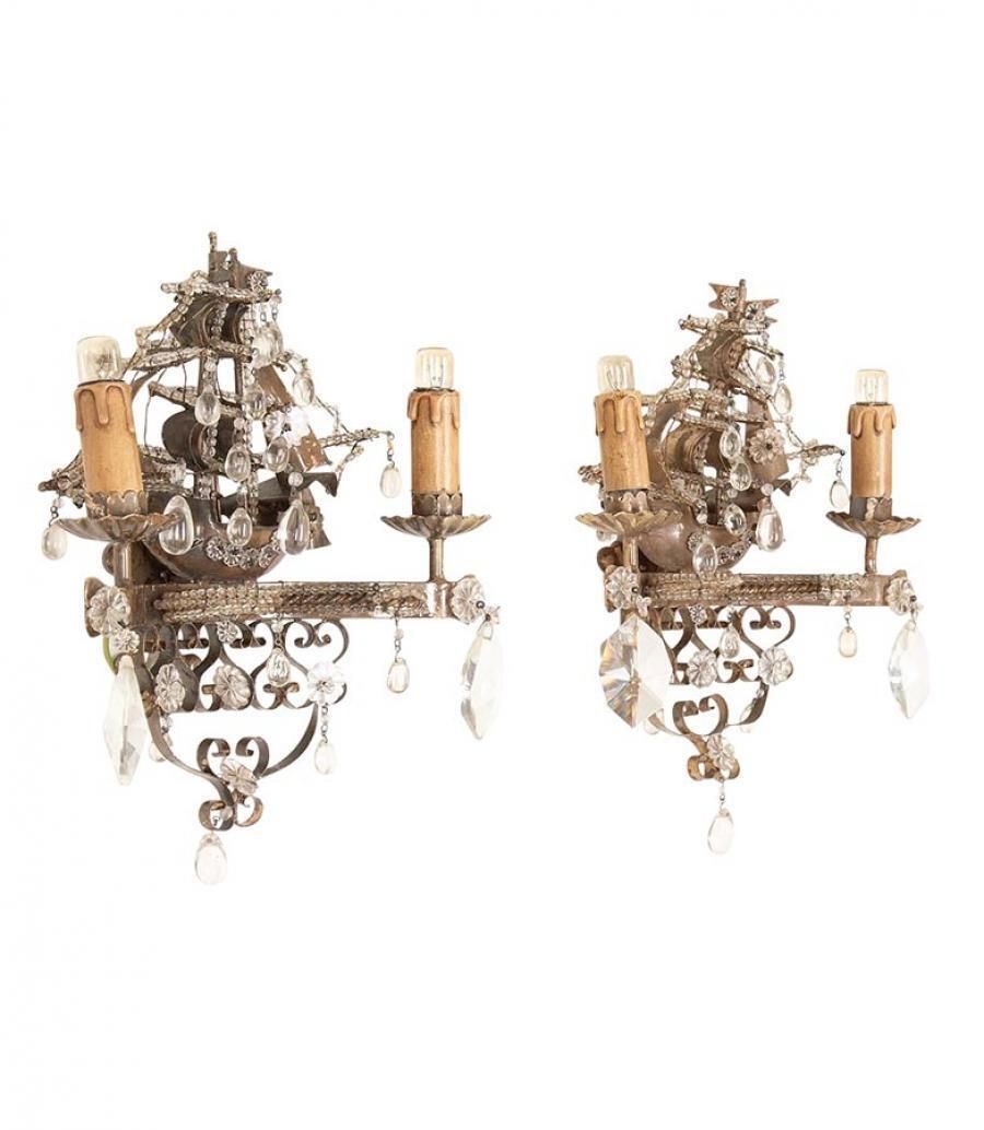 Pair Of Late 19th Century French Decorative Galleon Wall Lights photo vinterior