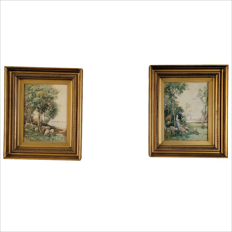 Pair Of Watercolours By Jr Miller Glasgow Artist