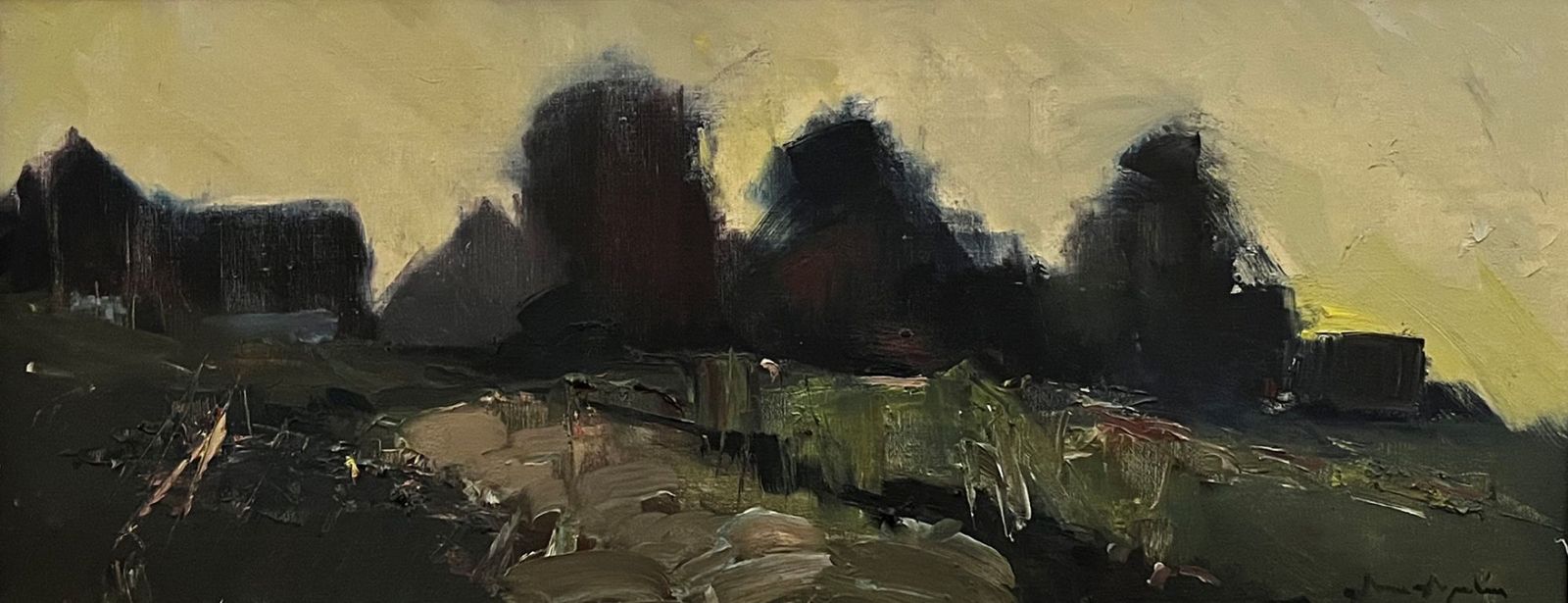 20th Century Swedish School 'Village Houses At Dusk' photo furniture