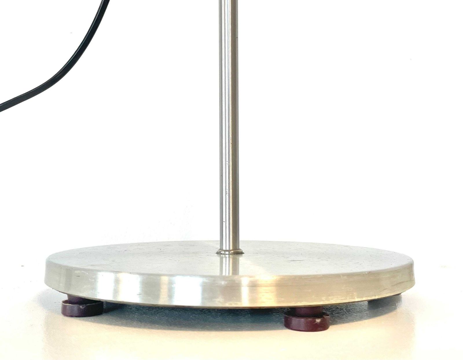 Danish Vintage Mid Century Minimalist Design Floor Lamp In Silver Aluminium With Adjustable Twin Shades And Cool Plastic Details photo 443.0