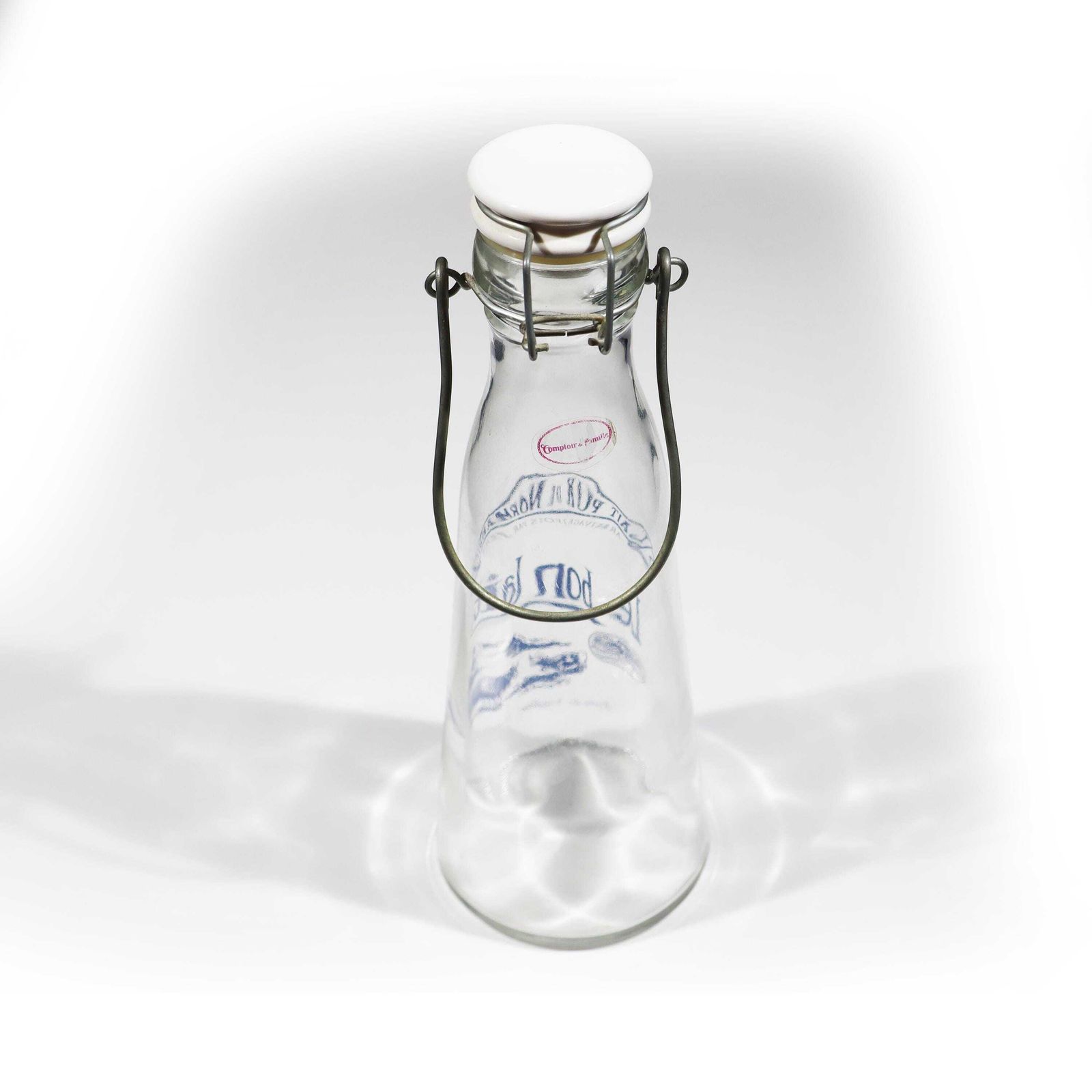 photo furniture Vintage French Glass Milk Bottle Farmhouse Flip Top Bottle Le Bon Lait