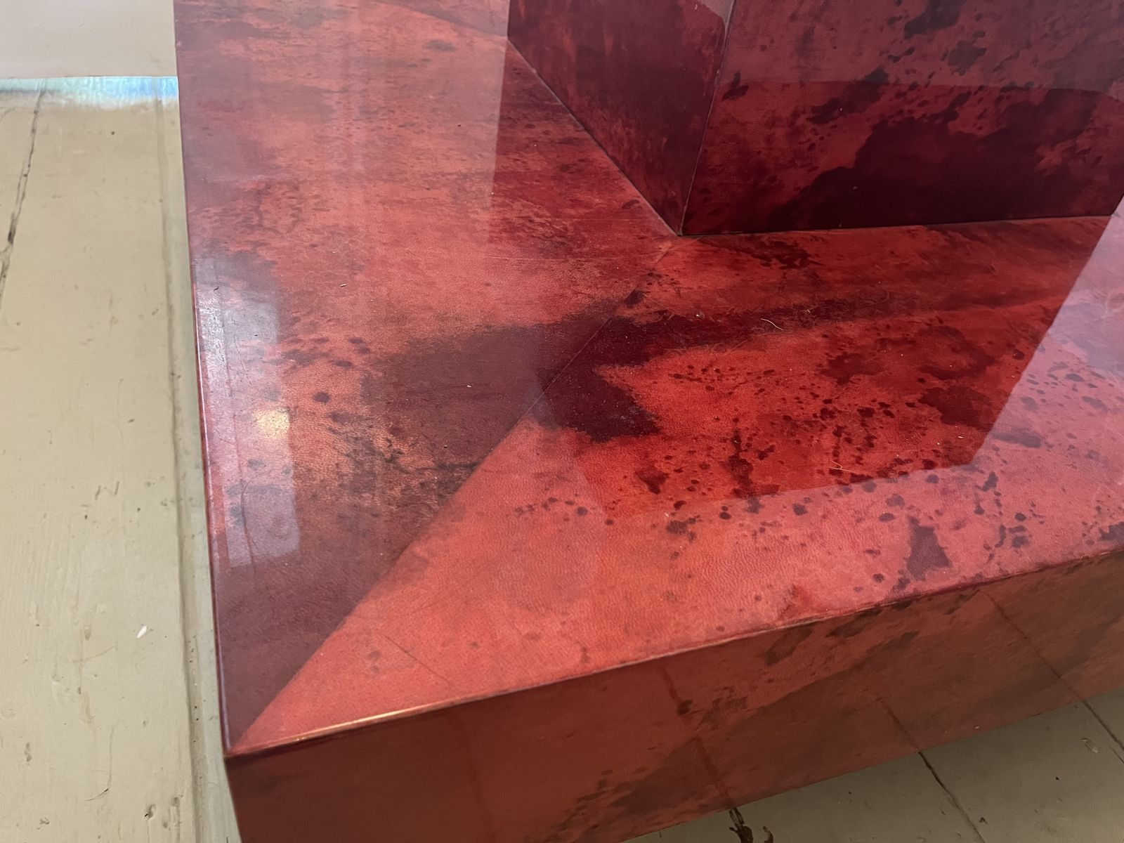 Stunning Red Parchment Centre Coffee Table C1960 By Aldo Tura photo buy