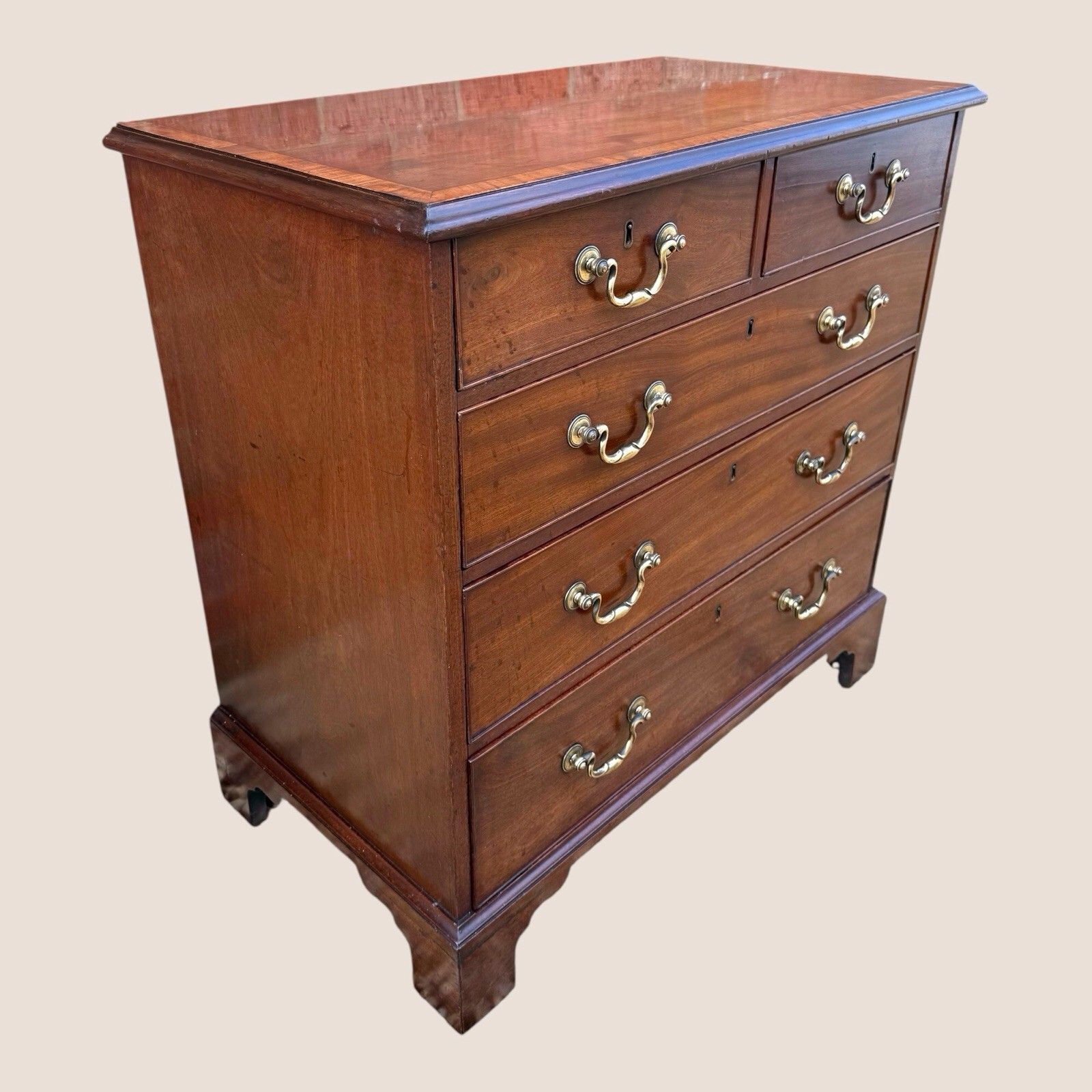 Small Antique Georgian Cuban Mahogany & Walnut Crossbanded Chest Of Drawers photo furniture