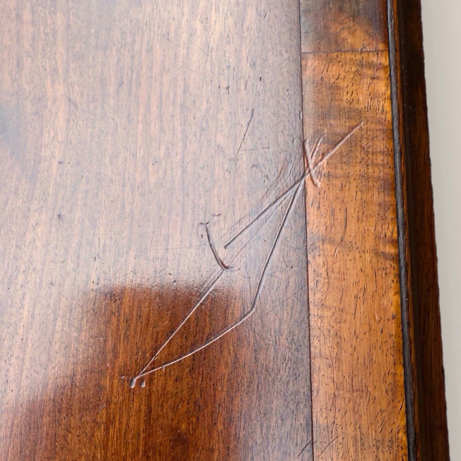 photo for sale Small Antique Georgian Cuban Mahogany & Walnut Crossbanded Chest Of Drawers