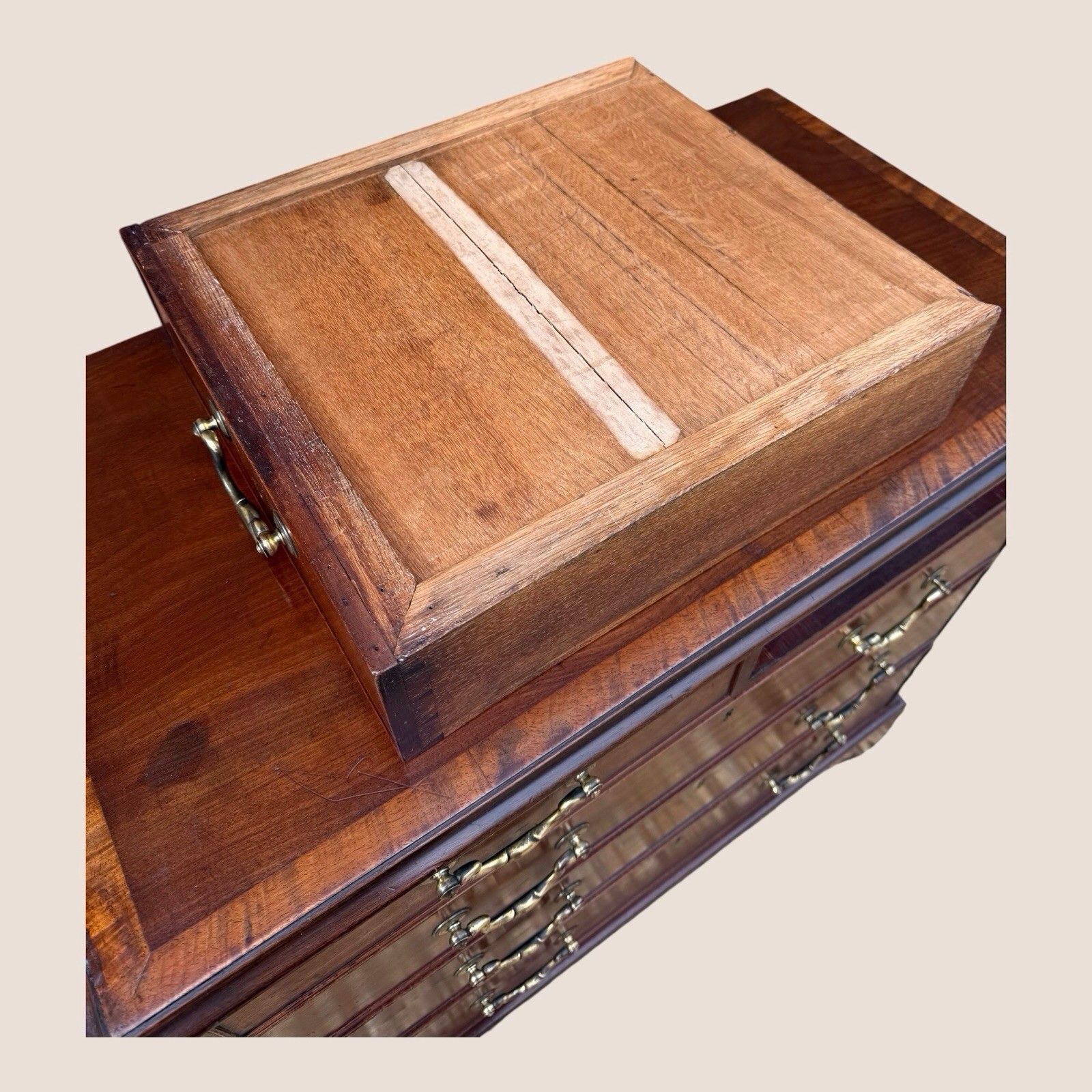 Furniture Small Antique Georgian Cuban Mahogany & Walnut Crossbanded Chest Of Drawers photo
