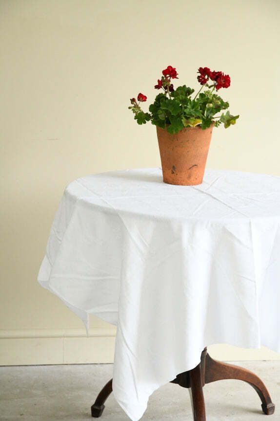 Vintage Square White Linen Tablecloth